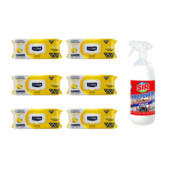 Pachet 6 șervețele Lămâie Odor-Lock technology Deep Fresh + Soluţie pentru ȋndepartarea petelor multi suprafeţe Sir Pro Power
