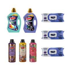 Pachet pentru rufe Sir + Șervețele pentru mulți suprafețe cu lavandă Odor-Lock Technology Deep Fresh