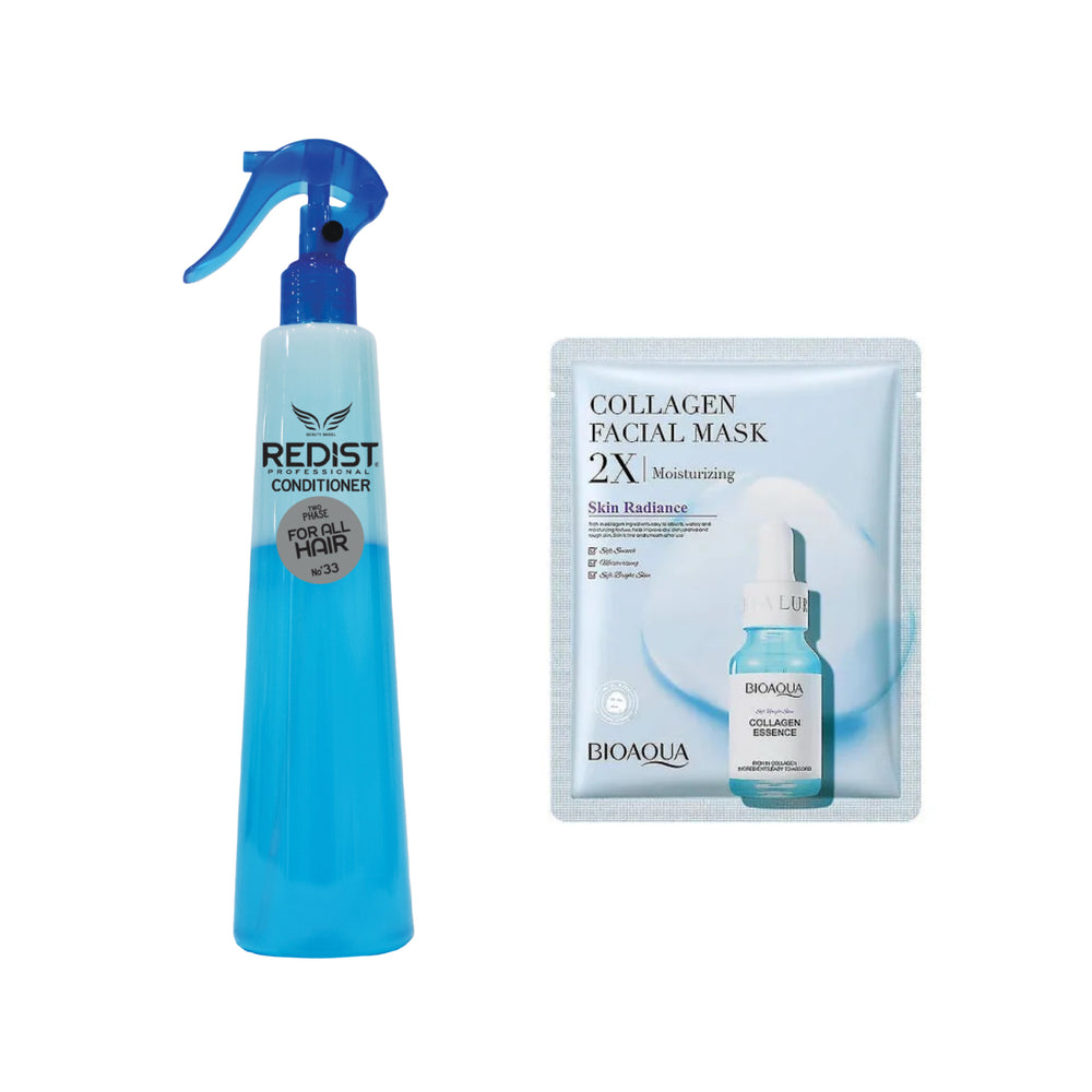Balsam Bifazic Redist pentru toate tipurile de par 400 ml + Cadou : Masca Servetel pentru ten cu Collagen Bioaqua - Redist
