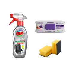 Pachet soluție pentru curățare aparate Air Fryer Sir 250 ml + 2 bucaţi bureţi + Serveţele multi suprafeţe cu lavandă, bicarbonat şi oțet Deep Fresh 100 bucăţi - Redist