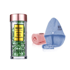 Capsule Green pentru un par sanatos cu Vitamina E, Keratina si Ulei din samburi de Struguri Redist, 30 buc + Set 2 prosoape pentru par Redist by Royal Gold - Redist