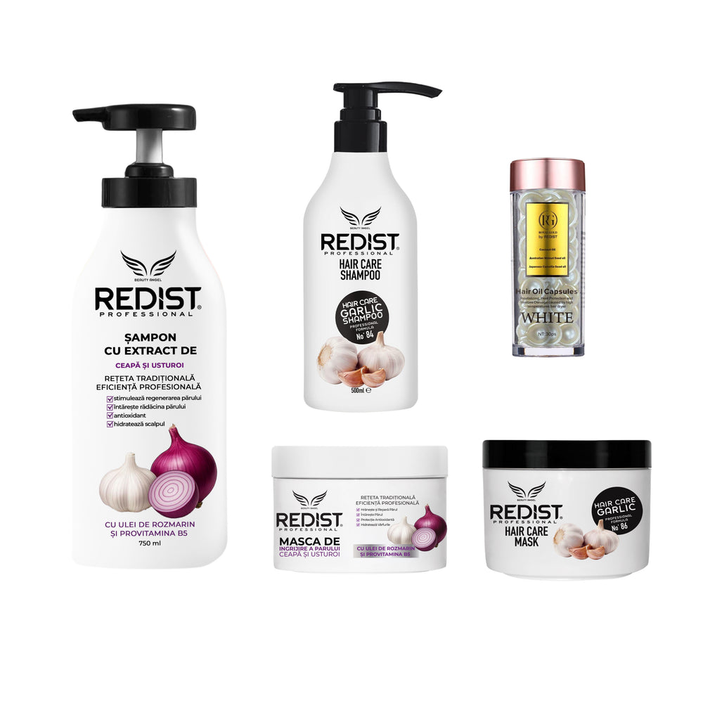 Pachet îngrijirea părului, crestere si regenerare + CADOU : Sampon usturoi 500 ml si Masca usturoi - Redist
