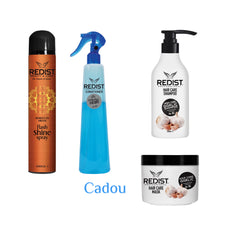 Gama cu usturoi Sampon 500 ml + Masca usturoi 475 ml + Spray pentru stralucire Redist +Cadou: Balsam bifazic Redist pentru toate tipurile de par 400ml - Redist