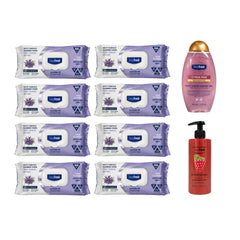 Mix & Mach: 8 x Șervețele Deep Fresh Lavandă Odor Lock + Gel de duș scrub Citrus Misk + Săpun lichid Spanish Sangria Deep Fresh