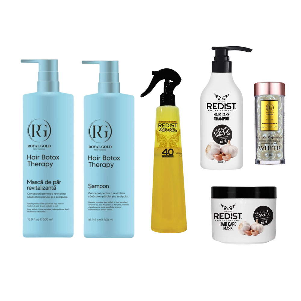 Pachet hidratare păr Boto Therapy + Cadou kit-ul Anticădere și Regenerare cu extract de Usturoi - Redist