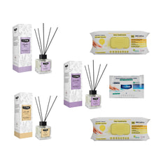 Odorizant de camera cu betisoare DeepFresh 100 ml × 3 bucaţi + Şerveţele umede pentru multi suprafeţe cu lămâie , bicarbonat şi oțet Deep Fresh 100 de bucăți × 2 pachete + Servetele umede DeepFresh 10 bucăți - Redist