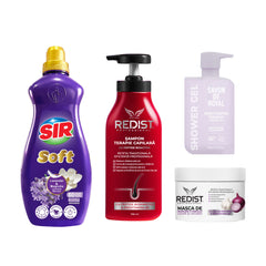 Șampon Terapie Capilară Redist + Mască cu extract de ceapă și usturoi + Gel de duș Moisturizing Teraphy + Balsam Rufe Lavandă & Magnolie