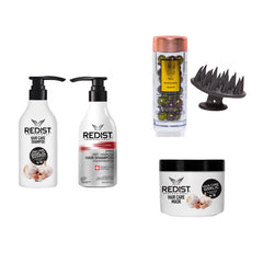 Pachet profesional împotriva căderii părului, creștere și regenerare Sampon usturoi 500 ml + Masca usturoi 475 ml + Capsule ser tratament scalp pentru cresterea si regenerarea parului cu Salvie 30 buc + Perie pentru scalp - Redist