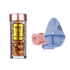 Capsule pentru un par sanatos Gold cu Vitamina E, Ulei de Argan, si Ulei din samburi de Struguri Redist, 30 buc + Set 2 prosoape pentru par Redist by Royal Gold - Redist