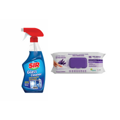 Soluție pentru geamuri Sir 750 ml + Şerveţele umede pentru multi suprafeţe cu lavandă , bicarbonat şi oțet Deep Fresh 100 de bucăți - Redist