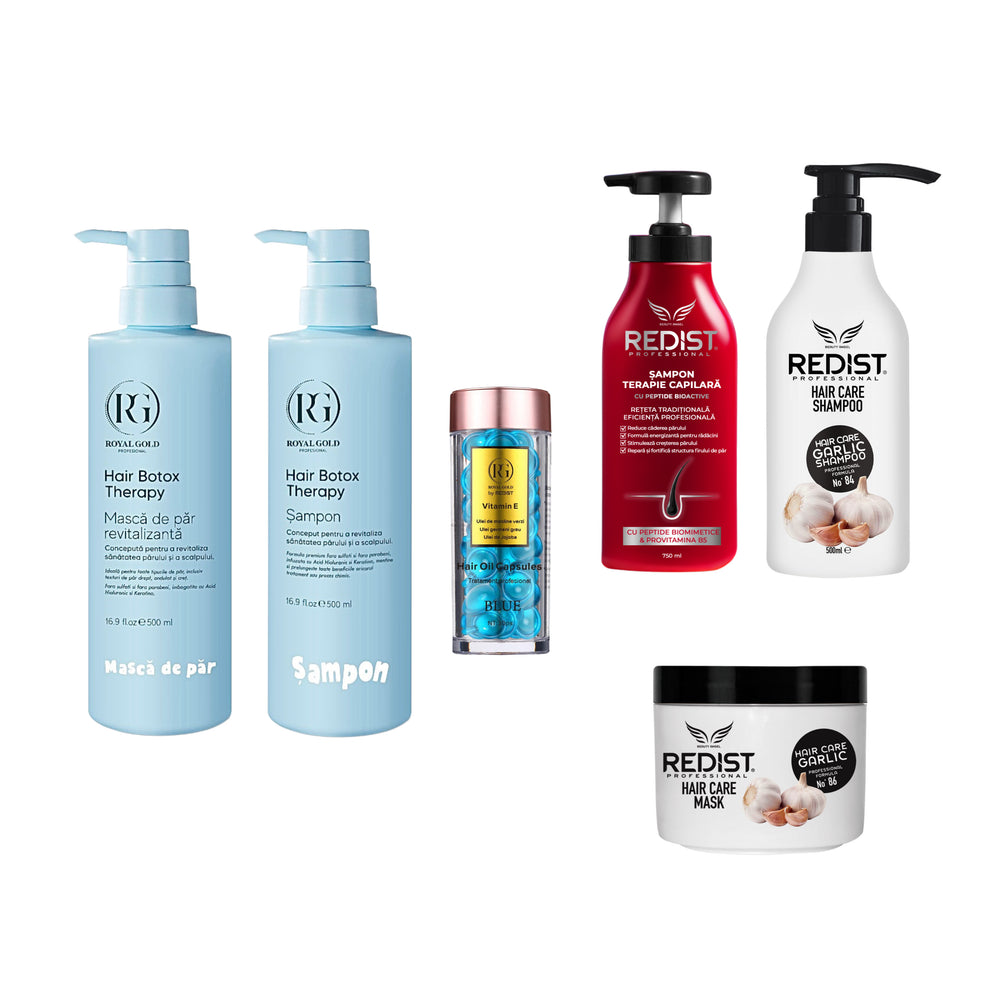Pachet profesional îngrijire complexă a părului + CADOU : Sampon usturoi 500 ml si Masca usturoi - Redist