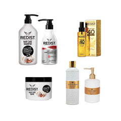 Sampon Impotriva Caderii Parului Redist 500 ml + Șampon profesional cu extract de usturoi Redist 1000 ml + Masca cu usturoi Redist + Ulei tratament pentru par Miracle Oils 40 Overdose Redist 150 ml + Gel de duș și sapun lichid Savon de Royal White Pearl - Redist