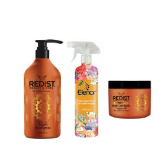 Sampon cu ulei de Argan Redist 1000 ml + Masca pentru par cu Argan Redist 475 ml + Odorizant pentru cameră și textile Elenor Classic 500 ml - Redist