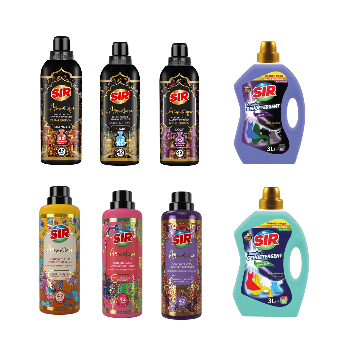 Pachet Sir Aromatique 6 x Balsam Rufe + Derergent Sir Universal 3 L + Detergent Sir Rufe Negre 3 L