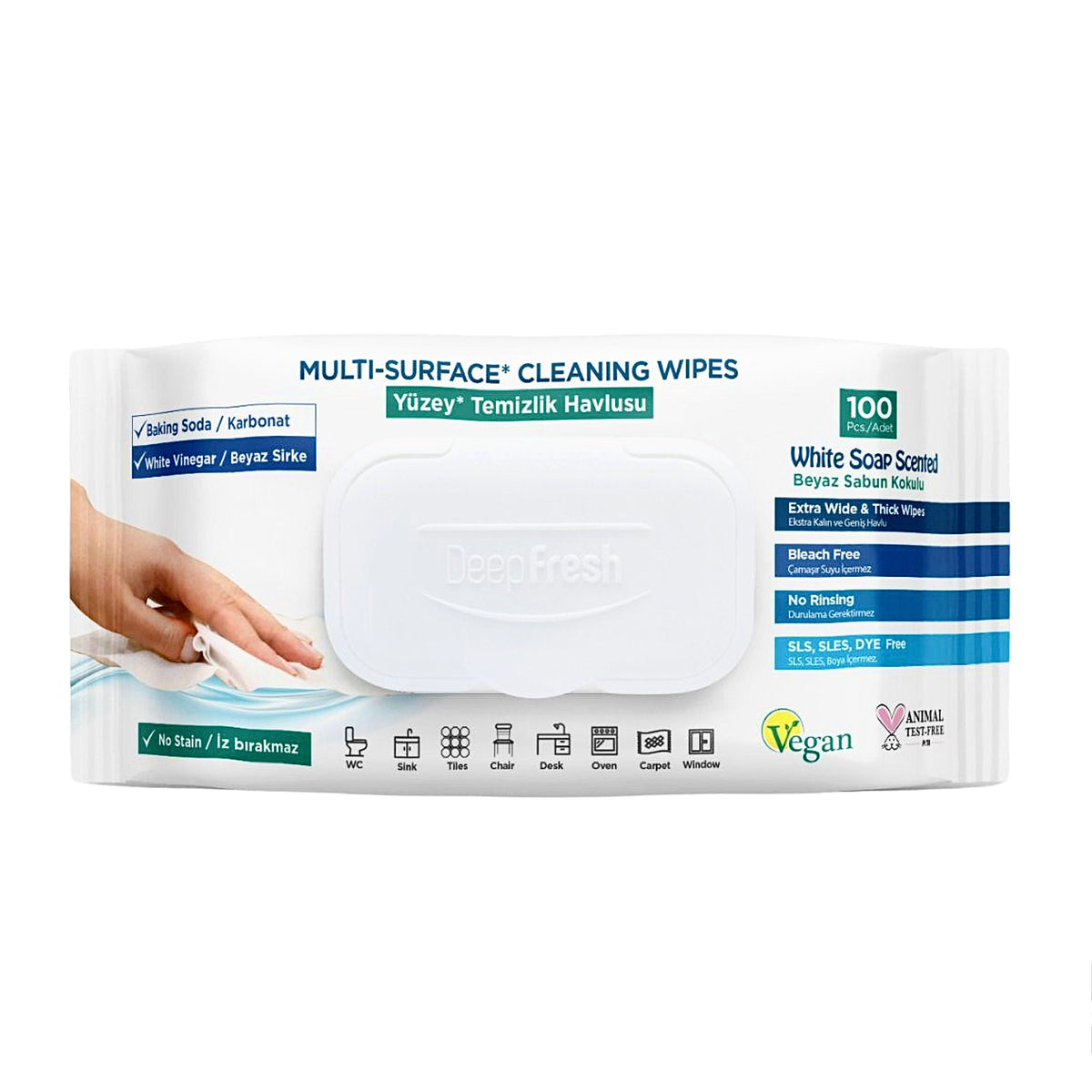 Şerveţele umede pentru multi suprafeţe cu bicarbonat şi oțet Deep Fresh - 100 de bucăți - Redist