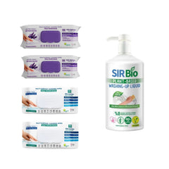 Șervețele mulți suprafețe cu Lavandă bicarbonat și oțet DeepFresh × 2 pachete + Șervețele mulți suprafețe cu bicarbonat și oțet DeepFresh × 2 pachete + Detergent pentru vase Sir Bio