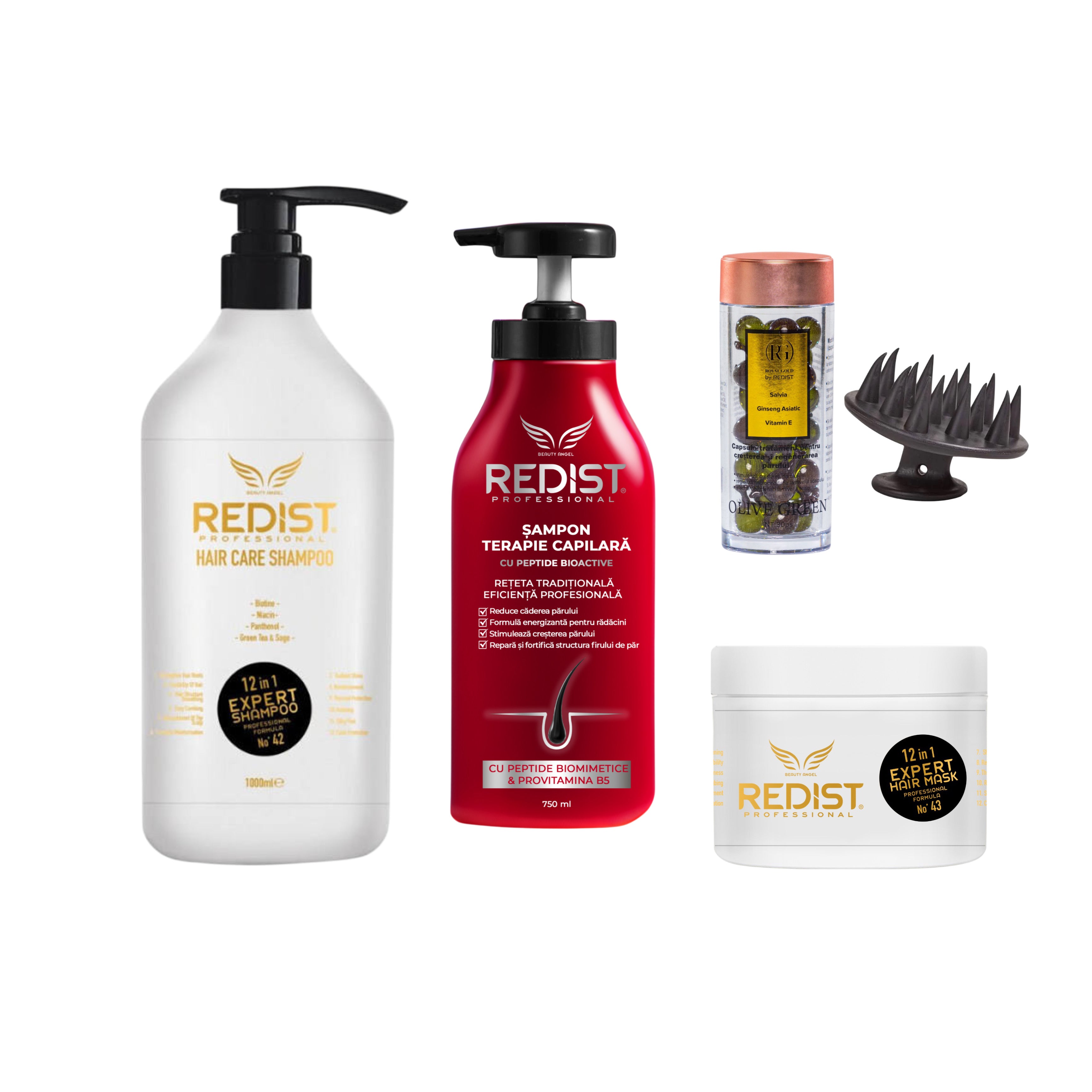Kit Redist 12 in 1 + Terapie Capilară + Capsule scalp creștere și regenerare + Perie Masaj Scalp