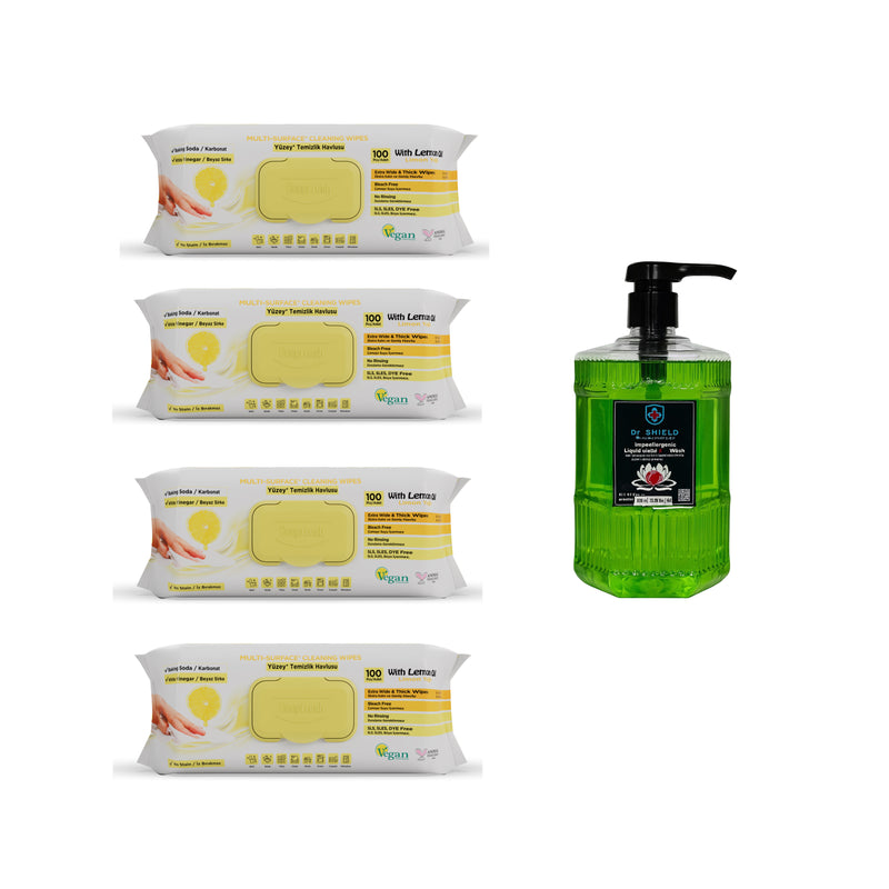 3 + 1 Cadou : Şerveţele umede pentru multi suprafeţe cu lămâie , bicarbonat şi oțet Deep Fresh 100 de bucăți