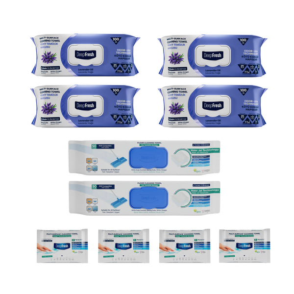 Kit complet șervețele cu bicarbonat și oțet pentru multi suprafețe Deep Fresh