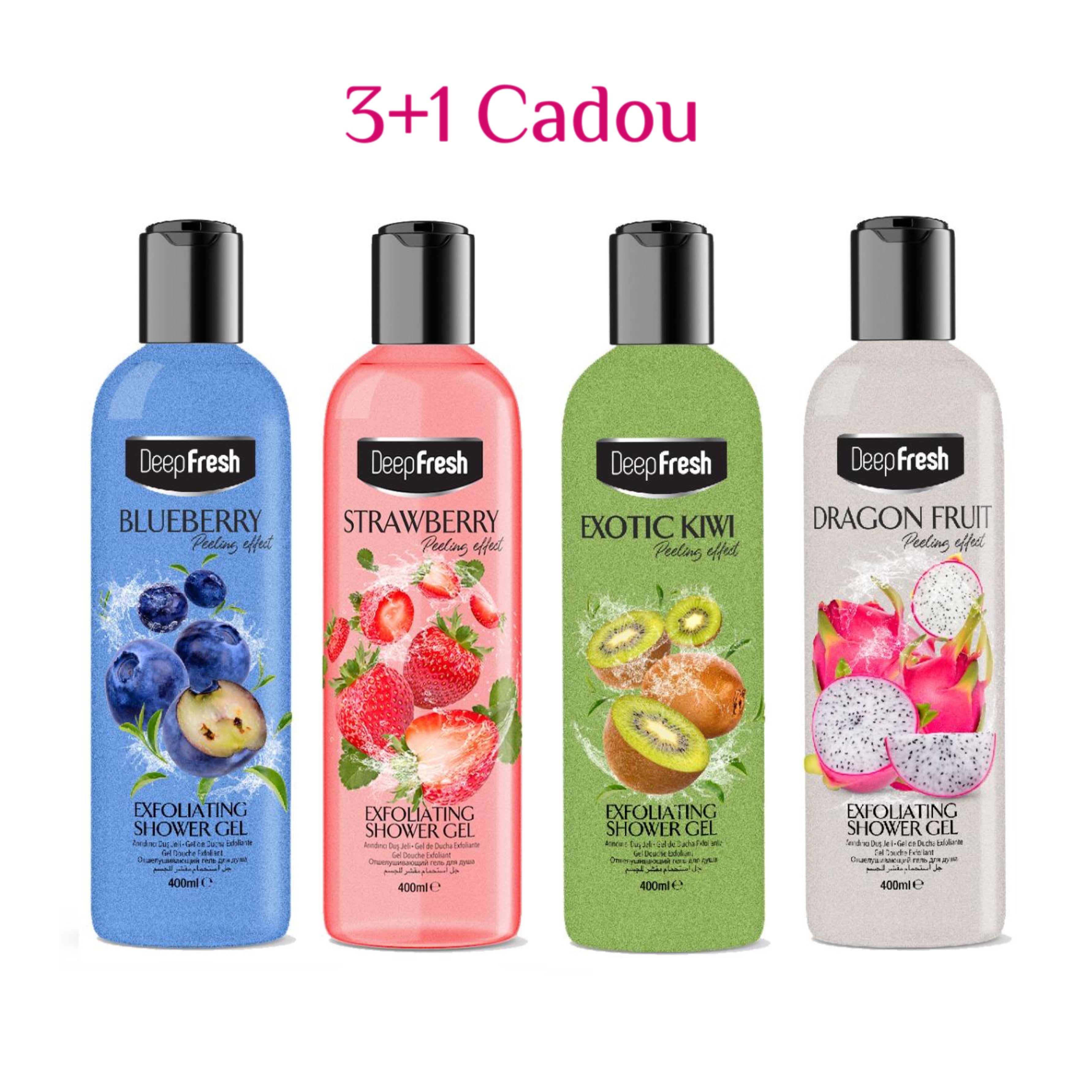 3+1 Cadou Geluri de duș cu exfoliere blândă Deep Fresh Peeling Effect 400 ml - Redist