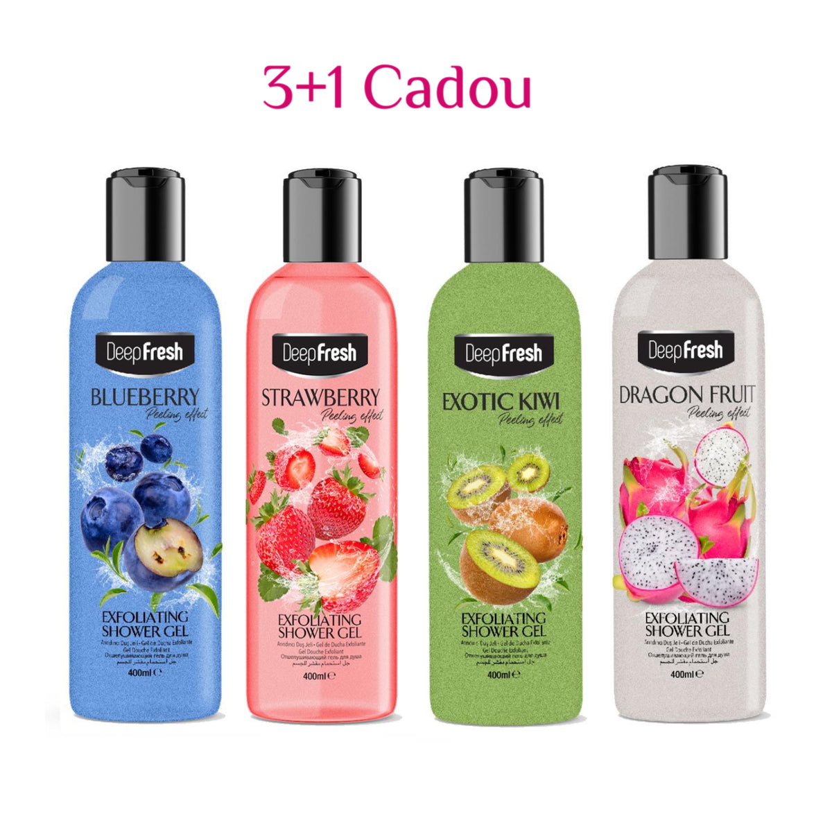 3+1 Cadou Geluri de duș cu exfoliere blândă Deep Fresh Peeling Effect 400 ml - Redist