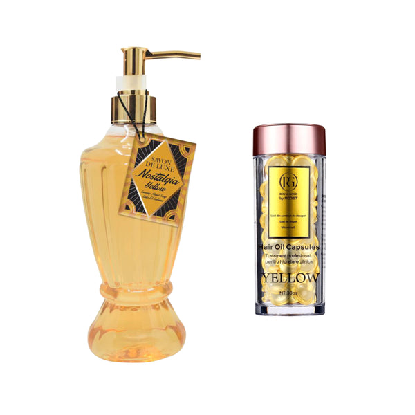 Capsule ser tratament pentru păr Yellow Royal Gold by REDIST + Săpun lichid pentru mâini Savon de Luxe Nostalgia Yellow