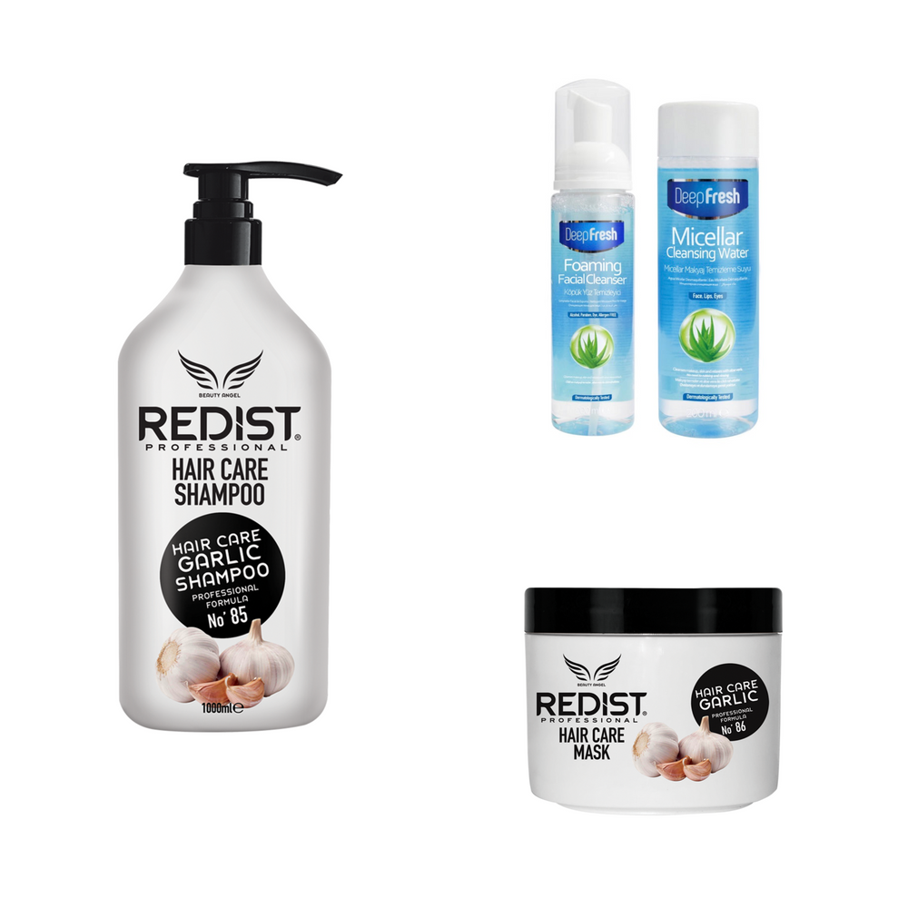 Sampon cu usturoi 1000 ml + Masca cu usturoi + Pachet pentru curatarea si ingrijirea tenului Deep Fresh - Gama Micellar - Redist
