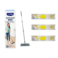 Mop cu click Deep Fresh + Șervețele mop pentru multi suprafețe cu lămâie, bicarbonat si otet 50 buc × 3 pachete
