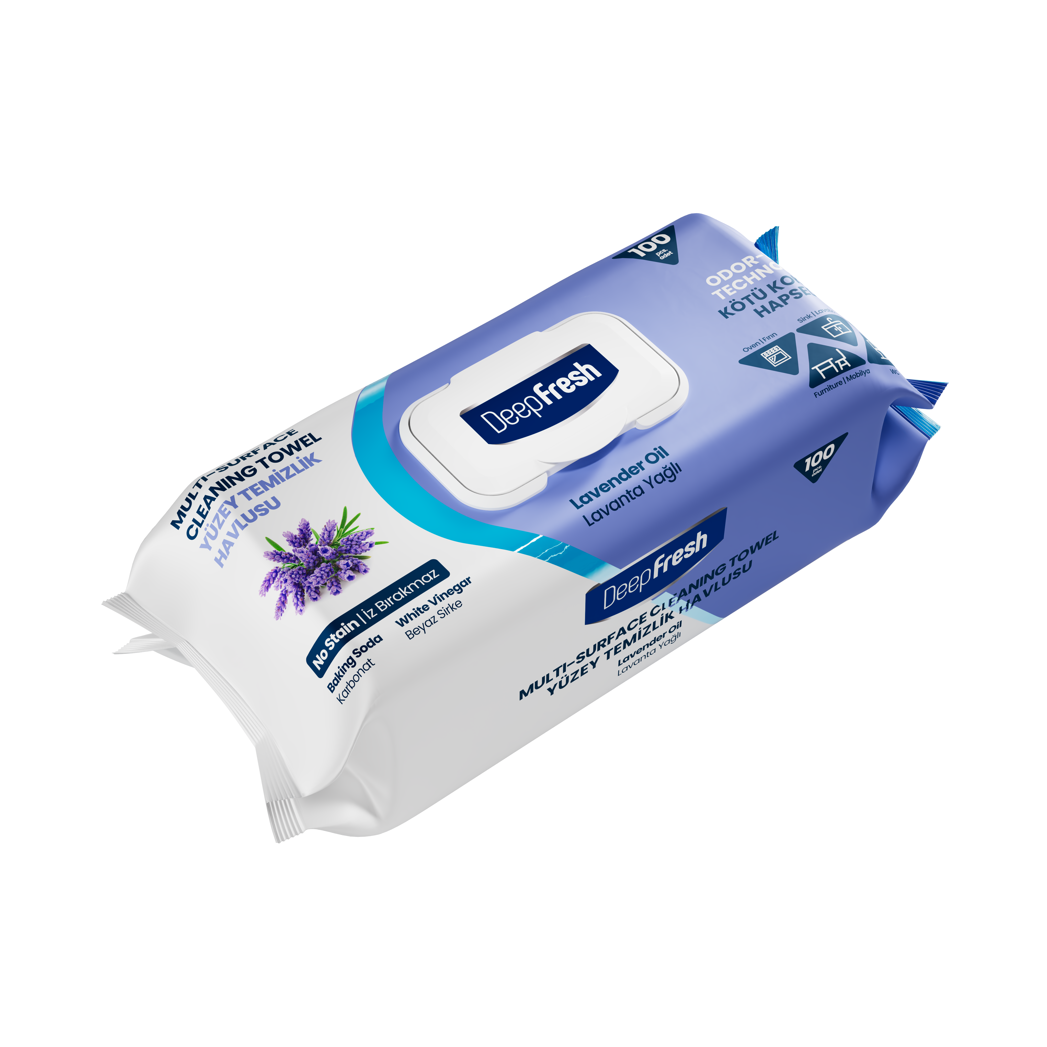 Nou: Șervețele mulți suprafețe cu Lavandă bicarbonat și oțet Deep Fresh Odor Lock Technology