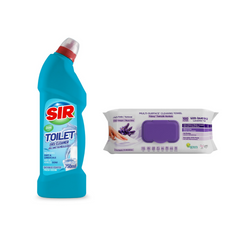 Soluție gel de curățare pentru vasul de toaletă Sir Fresh Ocean 750 ml + Şerveţele umede pentru multi suprafeţe cu lavandă , bicarbonat şi oțet Deep Fresh 100 de bucăți - Redist