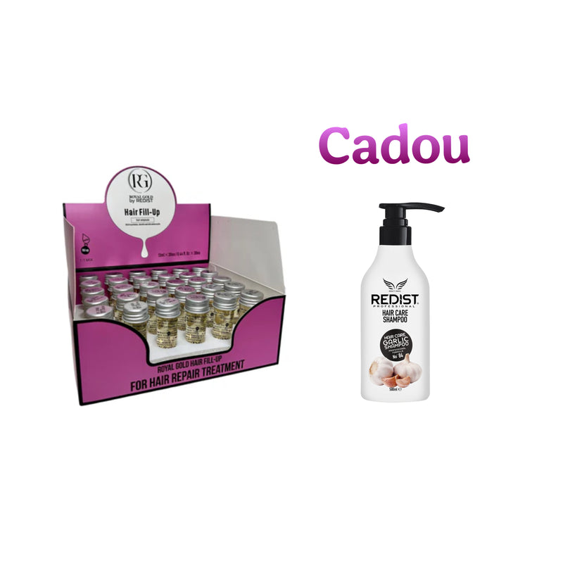 Mască de păr lichidă fiolă tratament Redist 13 ml × 30 bucăți + CADOU : Sampon cu usturoi pentru regenerarea și creșterea parului Redist 500 ml