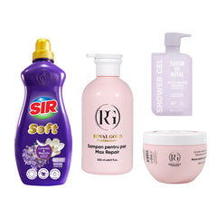 Gama Royal Gold Max Repair Pink + Gel de duș Moisturizing Teraphy + Balsam Rufe Lavandă & Magnolie