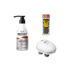 Capsule tratament pentru scalp cu Salvie pentru cresterea si regenerarea parului 30 buc + Sampon Impotriva Caderii Parului Redist 500 ml + Aparat electric pentru masajul scalpului