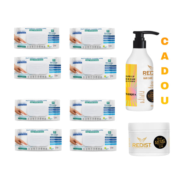 Şerveţele umede pentru multi suprafeţe cu bicarbonat şi oțet Clasice Deep Fresh 100 de bucăți × 8 pachete + Cadou : Gama 12 in 1 Expert