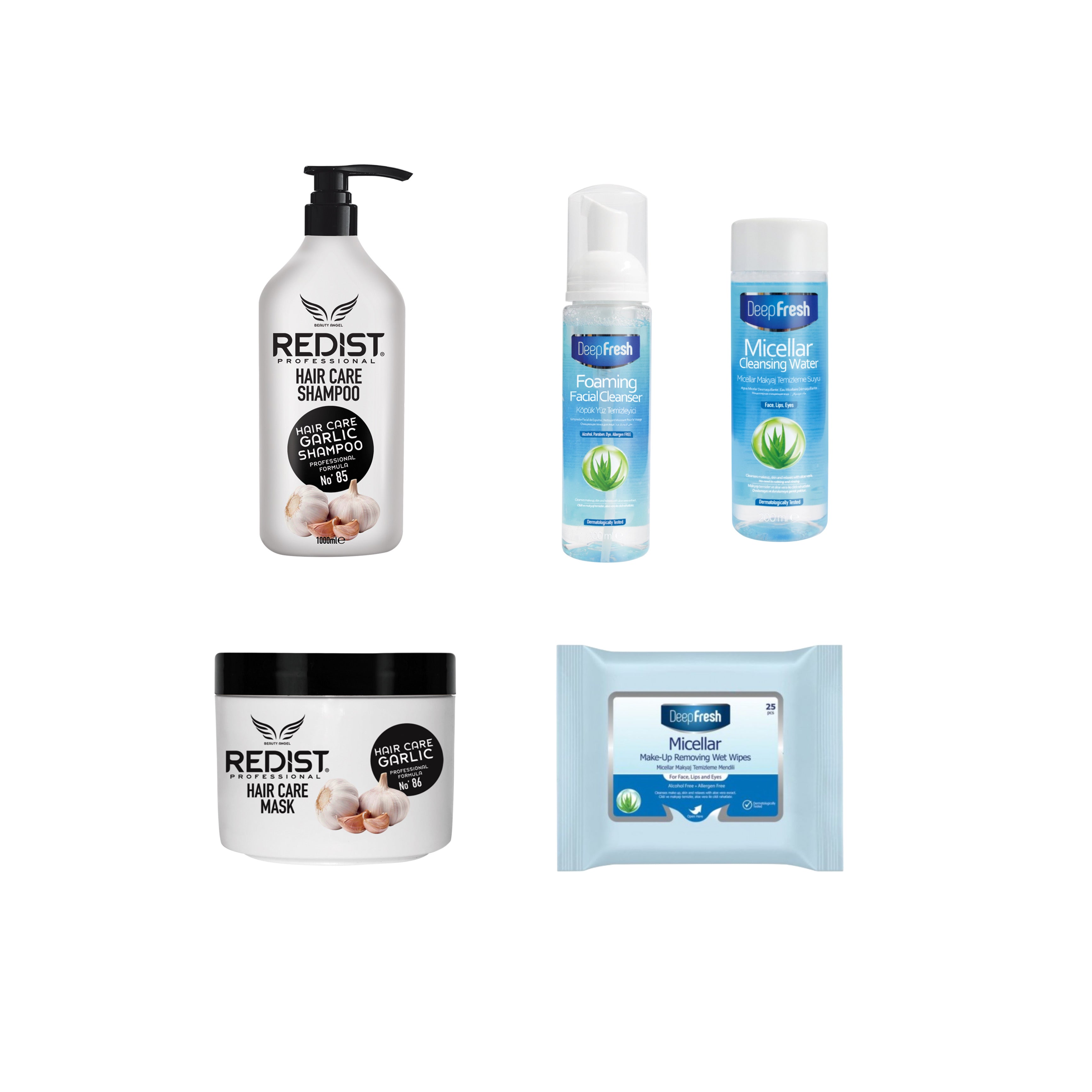 Sampon cu usturoi 1000 ml + Masca cu usturoi + Pachet pentru curatarea si ingrijirea tenului Deep Fresh - Gama Micellar