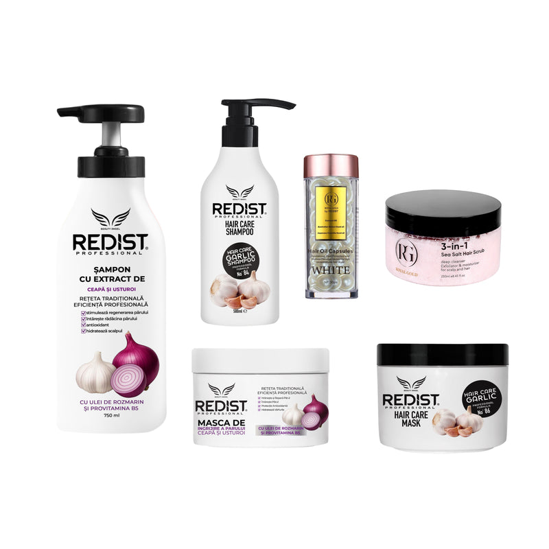Pachet extra creșterea si regenerarea părului + CADOU: Sampon usturoi 500 ml si Masca usturoi