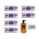 Şerveţele umede pentru multi suprafeţe cu lavandă , bicarbonat şi oțet Deep Fresh 100 de bucăți × 6 pachete + Cadou: Sapun lichid pentru mâini Dr. Shield 1000 ml + Şerveţele umede pentru multi suprafeţe cu bicarbonat şi oțet Deep Fresh 10 bucăți