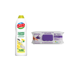 Soluția de curățat cremă SIR cu aromă de lămâie 735 ml + Şerveţele umede pentru multi suprafeţe cu lavandă , bicarbonat şi oțet Deep Fresh 100 de bucăți - Redist