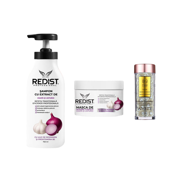 Sampon si Masca cu extract de ceapa si usturoi Redist + Capsule tratament pentru par Cocos White Redist - Redist