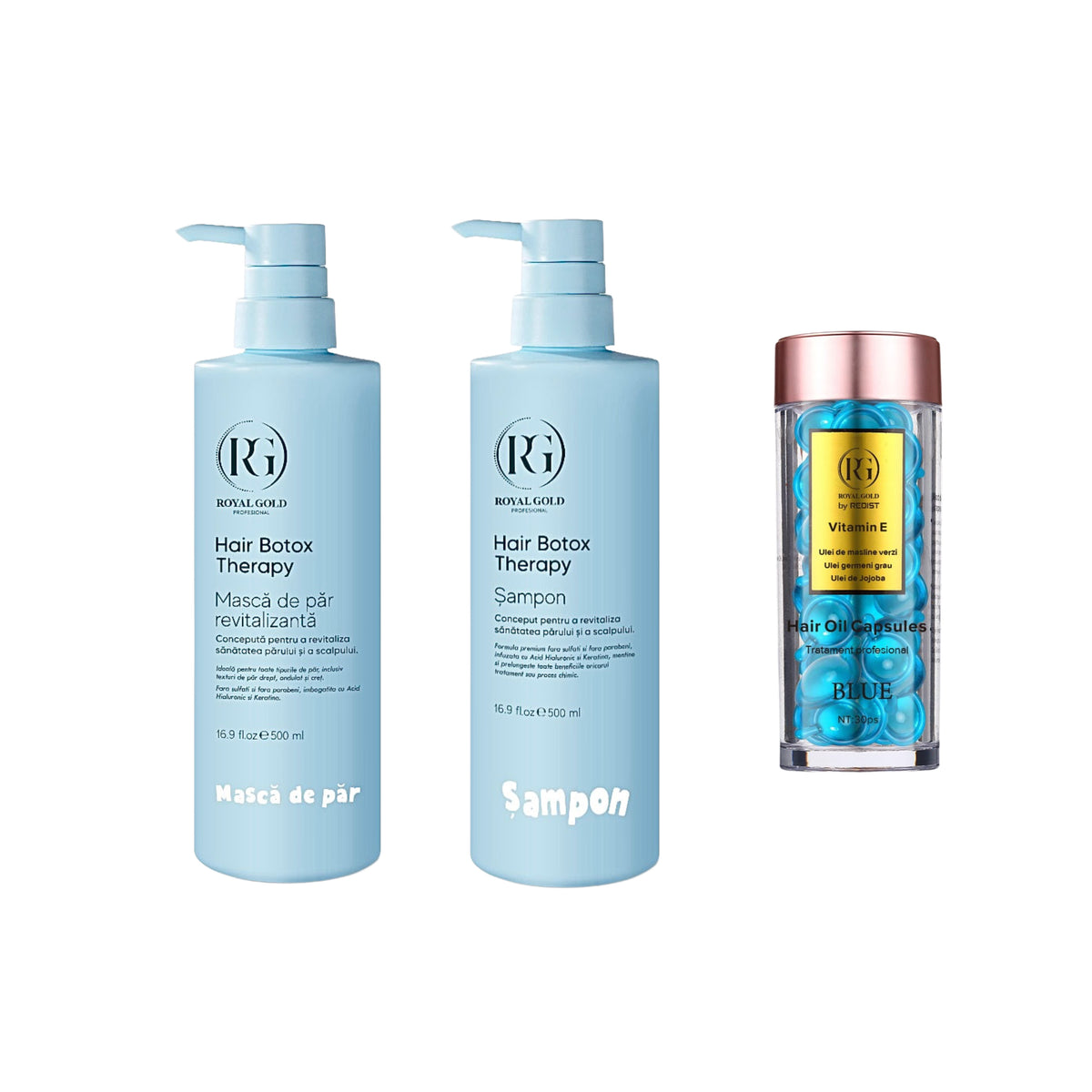 Pachet Boto Therapy Royal Gold pentru hidratare și strălucire + Capsule Blue - Redist