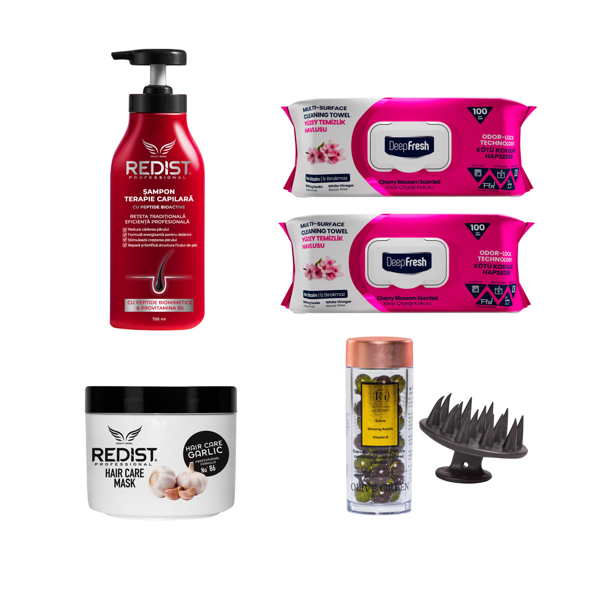 Kit Redist pentru creștere și regenerare + 2 x Șervețele Deep Fresh Odor Lock Technology Crini