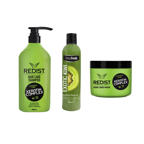Pachet Redist Keratin pentru Volum + Gel de duș exfoliant Deep Fresh - Redist