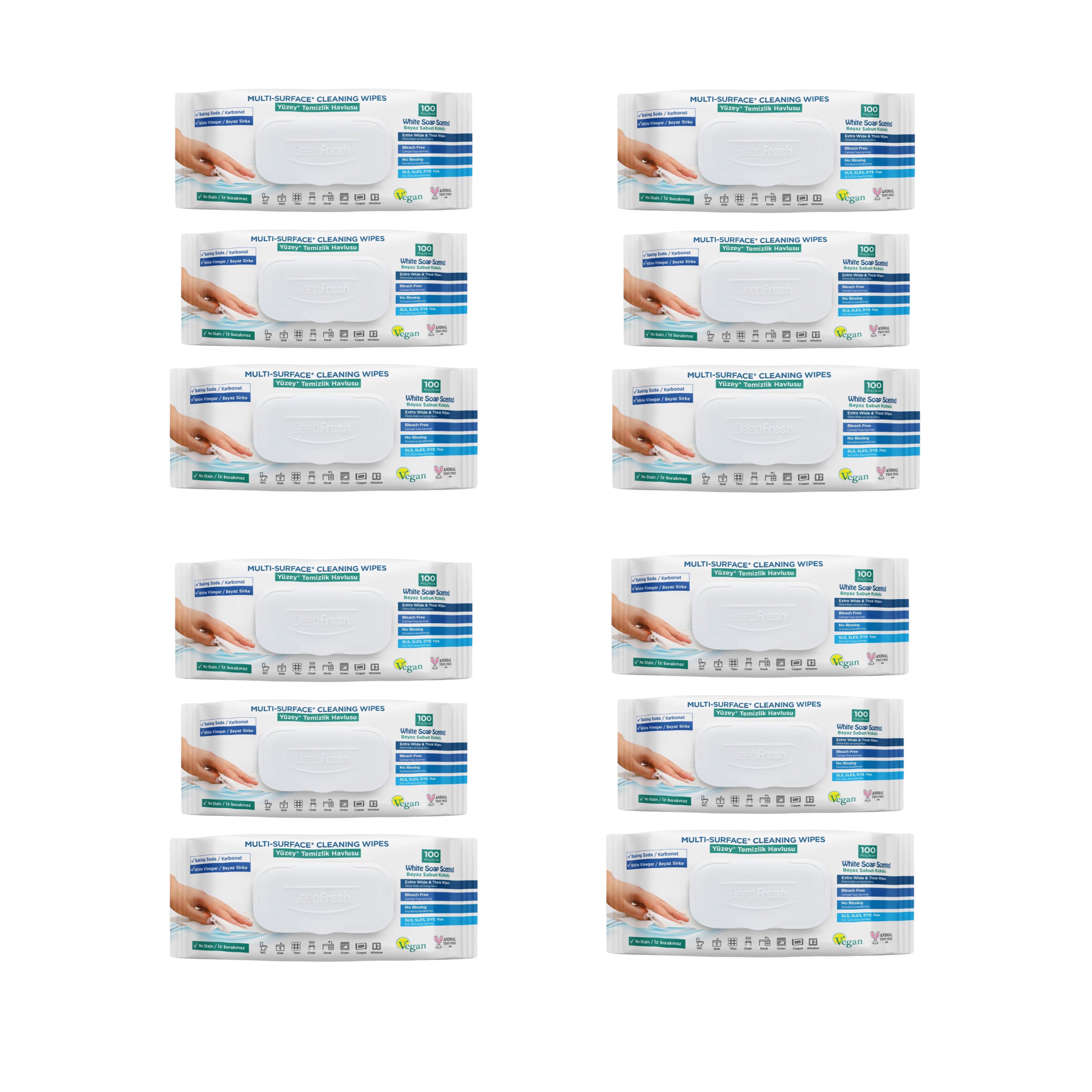 Kit Avantajos: 8 + 4 Cadou Șervețele pentru multi suprafețe cu bicarbonat și oțet clasic