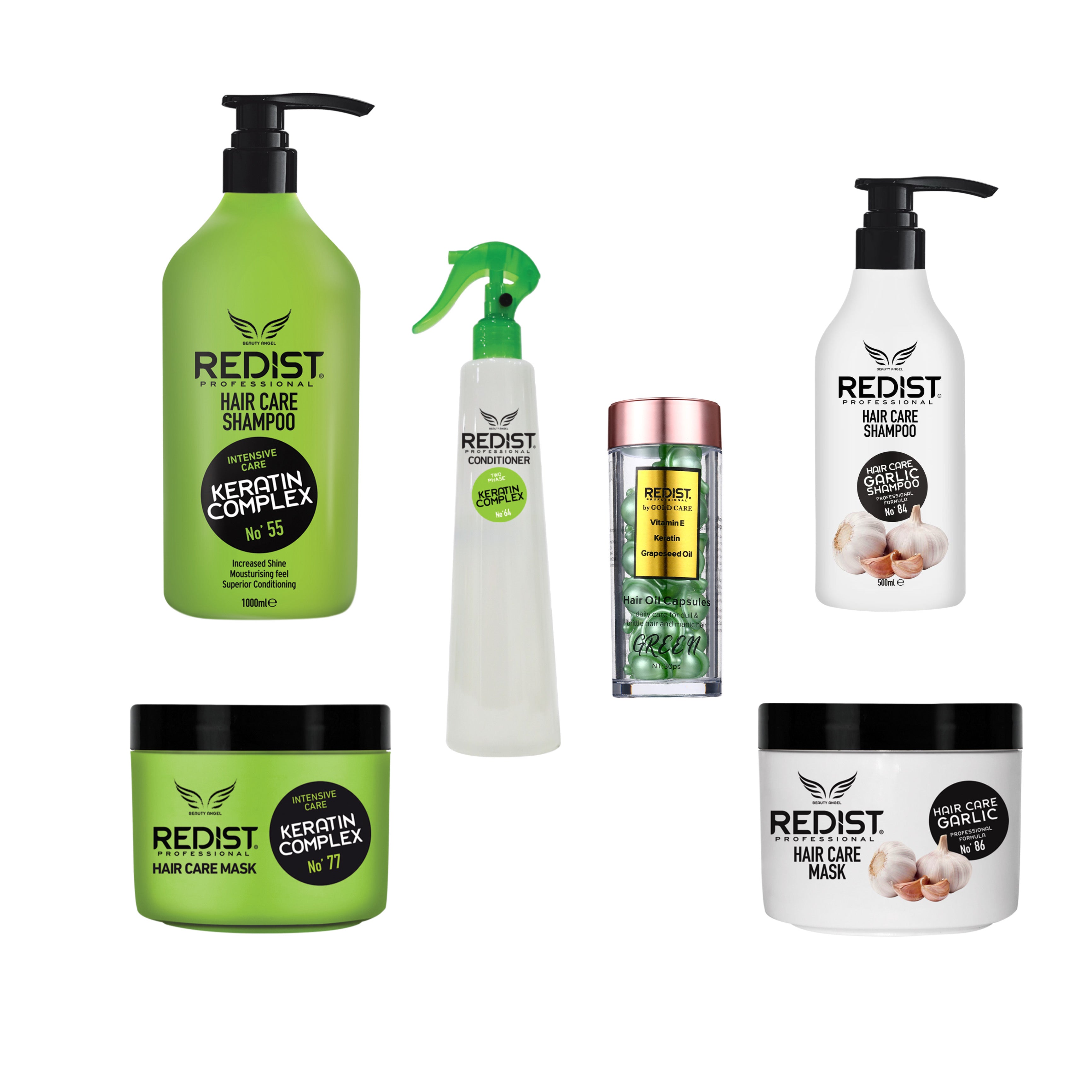 Gama profesionala cu Keratina + CADOU : Sampon usturoi 500 ml si Masca cu usturoi - Redist