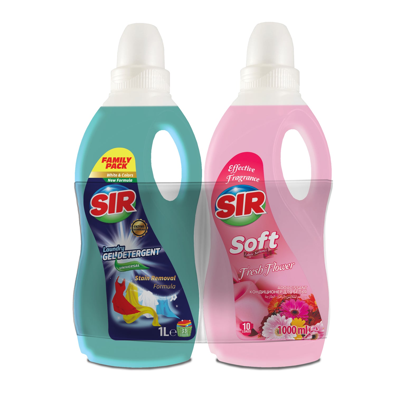 Detergent pentru haine albe și colorate Sir White & Colors 1000 ml și colorate + Balsam pentru rufe Sir Soft Fresh Flower 1000 ml - Redist