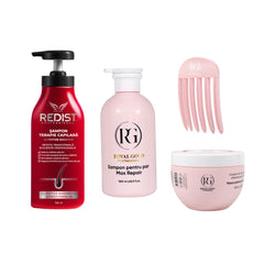 Kit împotriva căderii părului și reparare profundă: Șampon Terapie Capilară + Gama Max Repair Pink + Accesoriu Volum