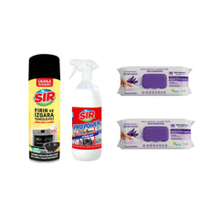 Spray de Curățare pentru Cuptor și Grătar SIR 500 ml + Soluţie pentru ȋndepartarea petelor multi suprafeţe Sir Pro Power 1000 ml + Şerveţele umede pentru multi suprafeţe cu lavandă , bicarbonat şi oțet Deep Fresh 100 de bucăți × 2 pachete