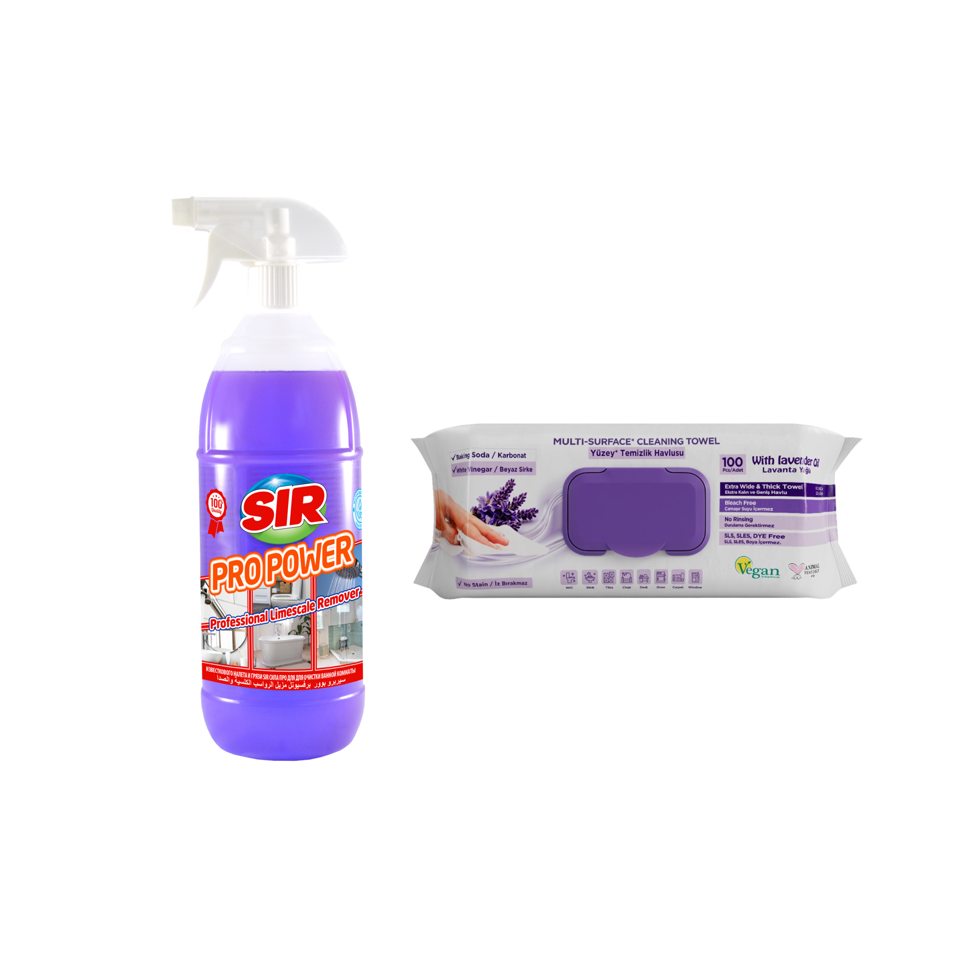 Soluție anticalcar Sir 1000 ml + Şerveţele umede pentru multi suprafeţe cu lavandă , bicarbonat şi oțet Deep Fresh 100 de bucăți - Redist