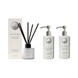 Gama Luxury Savon de Royal New York : Odorizant de cameră cu bețe 120 ml + Sapun lichid pentru mâini 330 ml + Loțiune de mâini și corp 330 ml