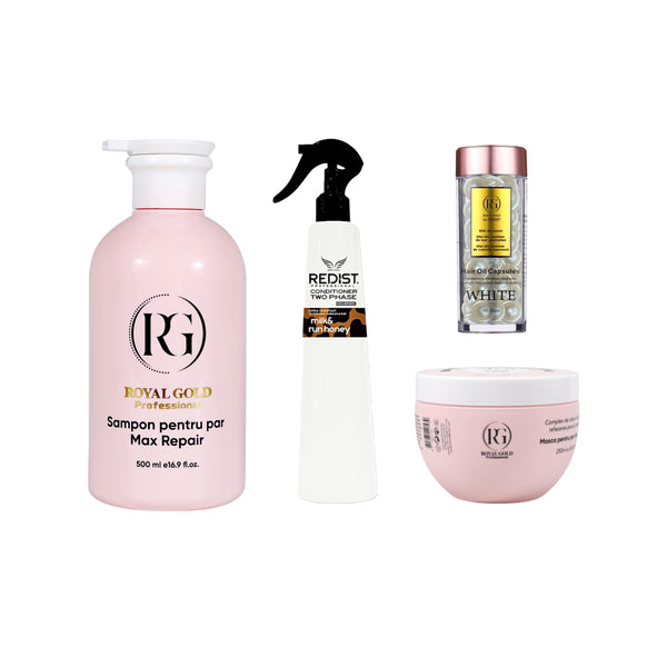Kit Max Repair Pink reparare + Balsam Bifazic Milk & Honey + Capsule tratament Cocos